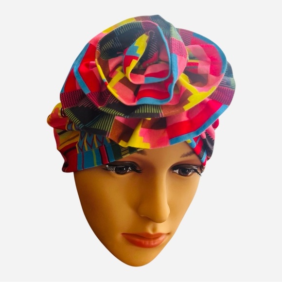 Colorful patterned African pre-tied turban headwrap One Size multicolored - Picture 5 of 10